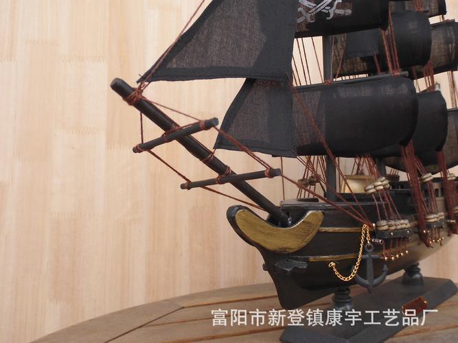 50cm海盗船模型 纯手工木制帆船工艺品-木质工艺品